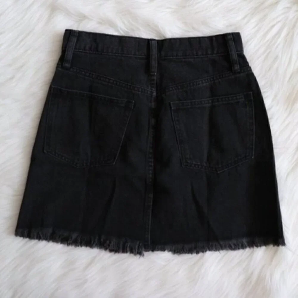 NWT Madewell Black Jean Mini Skirt Size 26 High Rise A Line